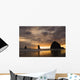 Silhouette Of Rock Formations And Haystack Rock At Sunset Wall Mural