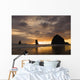 Silhouette Of Rock Formations And Haystack Rock At Sunset Wall Mural