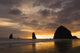 Silhouette Of Rock Formations And Haystack Rock At Sunset Wall Mural