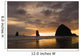 Silhouette Of Rock Formations And Haystack Rock At Sunset Wall Mural
