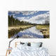 Clouds Reflected In A Tranquil River Lined With Trees Wall Mural