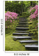 Rock Stairway Along A Moss Covered Hill With Flowering Bushes Wall Mural
