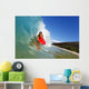 Young Man Boogie Boarding On Beautiful Wave Wall Mural