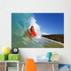 Young Man Boogie Boarding On Beautiful Wave Wall Mural