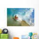 Boogie Boarder Riding Barrel Of Beautiful Wave Wall Mural