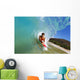 Boogie Boarder Riding Barrel Of Beautiful Wave Along Shore Wall Mural