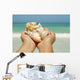 Hawaii, Woman's Hands Holding Seashells, Ocean In Background Wall Mural