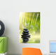 Grean Bamboo Leaves Over Zen Stones Wall Mural