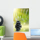 Grean Bamboo Leaves Over Zen Stones Wall Mural