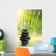 Grean Bamboo Leaves Over Zen Stones Wall Mural