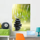 Grean Bamboo Leaves Over Zen Stones Wall Mural