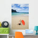 Woman Laying On Beach With Surfboard Wall Mural