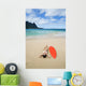 Woman Laying On Beach With Surfboard Wall Mural