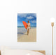 Hawaii, Kauai, Woman Walking Along Beach With Beach With Surfboard Wall Mural