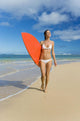 Hawaii, Kauai, Woman Walking Along Beach With Beach With Surfboard Wall Mural