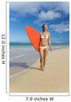 Hawaii, Kauai, Woman Walking Along Beach With Beach With Surfboard Wall Mural