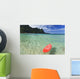 Red Surfboard Floating In Shallow Ocean Wall Mural