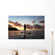 Hawaii, Kauai, Woman Stand Up Paddling In Ocean, Beautiful Sunset Wall Mural