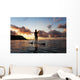Hawaii, Kauai, Woman Stand Up Paddling In Ocean, Beautiful Sunset Wall Mural