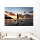 Hawaii, Kauai, Woman Stand Up Paddling In Ocean, Beautiful Sunset Wall Mural
