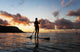 Hawaii, Kauai, Woman Stand Up Paddling In Ocean, Beautiful Sunset Wall Mural