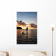 Hawaii, Kauai, Woman Stand Up Paddling In Ocean, Beautiful Sunset Wall Mural