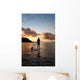 Hawaii, Kauai, Woman Stand Up Paddling In Ocean, Beautiful Sunset Wall Mural