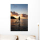 Hawaii, Kauai, Woman Stand Up Paddling In Ocean, Beautiful Sunset Wall Mural