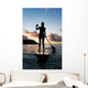 Hawaii, Kauai, Woman Stand Up Paddling In Ocean, Beautiful Sunset Wall Mural