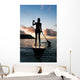 Hawaii, Kauai, Woman Stand Up Paddling In Ocean, Beautiful Sunset Wall Mural