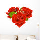 Three Roses in the Shape of Heart Wall Decal