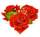 Three Roses in the Shape of Heart Wall Decal