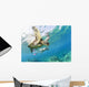 Hawaii, Maui, Green Sea Turtle Honu And Free Diver Wall Mural