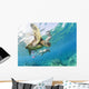 Hawaii, Maui, Green Sea Turtle Honu And Free Diver Wall Mural