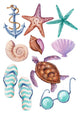Watercolor Marine Seashell Beach Wall Decal Sticker Set