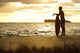 Hawaii, Maui, Makena, Skimboarder Silhouette At Sunset Wall Mural