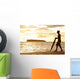 Hawaii, Maui, Makena, Skimboarder Silhouette At Sunset Wall Mural