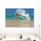 Hawaii, Maui, Makena, Skimboarder Carves Big Turn On Wave Wall Mural