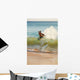 Hawaii, Maui, Makena, Skimboarder Carves Big Turn On Wave Wall Mural