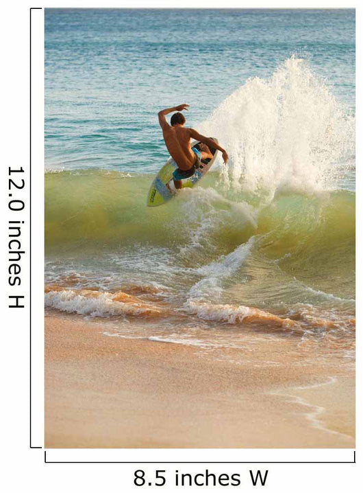 Hawaii, Maui, Makena, Skimboarder Carves Big Turn On Wave Wall Mural