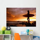 Hawaii, Maui, Makena, Silhouette Of Surfer Girl At Sunset Wall Mural