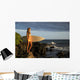 Hawaii, Maui, Makena, Surfer Girl Standing On Rocks At Sunset Wall Mural