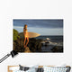 Hawaii, Maui, Makena, Surfer Girl Standing On Rocks At Sunset Wall Mural