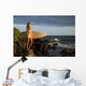 Hawaii, Maui, Makena, Surfer Girl Standing On Rocks At Sunset Wall Mural