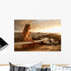 Hawaii, Maui, Makena, Surfer Girl Sitting On Sand At Sunset Wall Mural