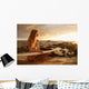 Hawaii, Maui, Makena, Surfer Girl Sitting On Sand At Sunset Wall Mural