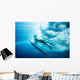 Indonesia, Bali, Surfer Duck Dives Under Wave, View From Underwater Wall Mural