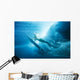 Indonesia, Bali, Surfer Duck Dives Under Wave, View From Underwater Wall Mural