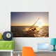 Windsurfer Sailing Off The Coast Of South Maui At Sunset Wall Mural