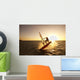 Windsurfer Sailing Off The Coast Of South Maui At Sunset Wall Mural